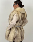Pelliccia in volpe N61 - Gilet in volpe della Groenlandia- collo sciallato e cintura in pelle