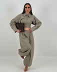 Cordset CAMILE - completo 3 pelli pantaloni ballon top corto e giacca corta