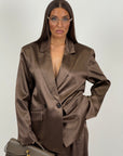 Tailleur LOUMINOUS - tailleur effetto seta con giacca over e pantaloni palazzo