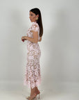 ABITO MOET - abito longuette in pizzo con collo effetto camicia e cintura nel punto vita - collezione chic