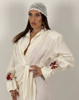Abito LINO - abito lungo in lino a kimono