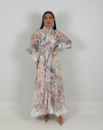 Abito MAESTÀ - abito in chiffon fantasia fiori con inserti in pizzo - collezione chic