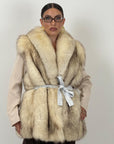 Pelliccia in volpe N61 - Gilet in volpe della Groenlandia- collo sciallato e cintura in pelle