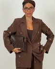 Tailleur KATIA - Completo giacca e pantalone con dettagli in pietra