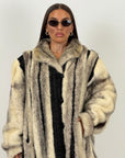 Pelliccia in visone N138 - cappotto in visione lungo bicolore