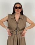 Cordset DARCY - Completo blusa corta con zip e pantalone