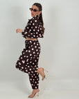 Codset Nautilus - completo tre pezzi fantasia a pois composto da giacca top e pantalone ballon