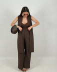SALDO Cordset HANDE - Completo gilet lungo e pantalone gessato