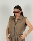 Cordset DARCY - Completo blusa corta con zip e pantalone