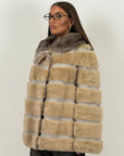 Pelliccia in visone zaffiro e beige N127 - giacca in visone double Face