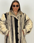 Pelliccia in visone N138 - cappotto in visione lungo bicolore