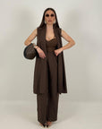 SALDO Cordset HANDE - Completo gilet lungo e pantalone gessato