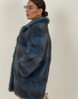Pelliccia in visone blu N49 - cappotto in visone blu - taglio orizzontale- top quality - NUOVO