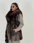 (SALDO) Gilet in volpe marrone N401