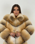 Pelliccia lunga in volpe golden N03 - inserto raro - pelle intera - 5 pelli intere - Limited Edition