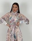 Abito MAESTÀ - abito in chiffon fantasia fiori con inserti in pizzo - collezione chic