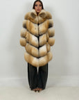 Pelliccia lunga in volpe golden N03 - inserto raro - pelle intera - 5 pelli intere - Limited Edition