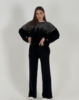 Tuta MELIS - Completo blusa con Swarovski e pantalone