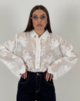 Camicia JEANNE - camicia con decoro in pizzo e manica a campana