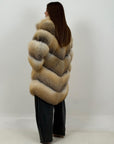 Pelliccia lunga in volpe golden N03 - inserto raro - pelle intera - 5 pelli intere - Limited Edition