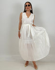 Abito IMMAGINATION - abito lungo in organza con cintura in vita