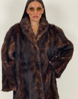 Pelliccia in visone colorazione Demi buff N40 - cappotto lungo in visone con sfumature del marrone
