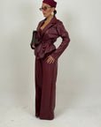 Tailleur PELLE - giacca con fiocco in vita e pantaloni palazzo