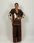 Tailleur HELLY - giacca e pantalone a fantasia - fantasia cavalli con rigo a contrasto - TOP QUALITY
