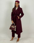 Cappotto autumn - cappotto in panno con collo largo e cintura nel punto vita