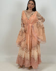 Abito duchessa - abito lungo in chiffon dai colori pesca e bronzo - collezione chic