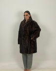 Pelliccia in visone colorazione Demi buff N40 - cappotto lungo in visone con sfumature del marrone