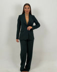 Tailleur SHOPPING - Tailleur sartoriale fantasia gessata con giacca monopetto e pantalone a palazzo