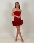 Abito ROT - abito tessuto bandage, scollo a cuore con rose sul finale della gonna COLLEZIONE CHIC