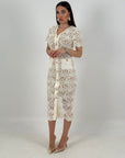 Abito ERMANN - abito longuette in pizzo crema con bottoni gioiello - collezione chic