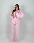 Tailleur ANTEA - Completo giacca con fiore e cintura in vita e pantalone
