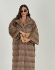 Pelliccia Eco FUR lunga modello over - simil zibellino - eco taglio orizzontale con maniche a campana