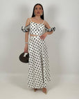 Cordset SELVA - Completo top e gonna lunga a pois