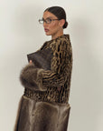 Pelliccia in vero leopardo e marmotta N58 - cappotto lungo in leopardo
