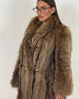 Pelliccia in marmotta N43 - cappotto lunghezza media - chiusura laterale con bottoni in osso