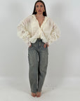 Giacca in organza con dettagli in pizzo