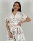 Abito BALZA - abito longuette in pizzo con bottoni gioiello - collezione chic