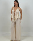 Cordset BORCHIA - top con rouche e pantaloni palazzo