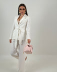 Tailleur papavero - tailleur sartoriale con giacca monopetto e pantaloni palazzo