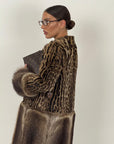 Pelliccia in vero leopardo e marmotta N58 - cappotto lungo in leopardo