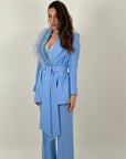 Tailleur ASTRID - Completo giacca con piume e pantalone