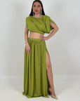 CORDSET ZANTE - Completo top corto e gonna lunga con spacco