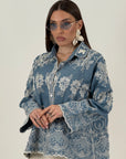 Camicia VIKTORI - camicia effetto jeans con decori in pizzo beige