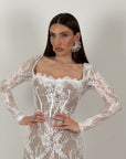 Abito KORA - abito lungo in pizzo, tessuto elastico, scollo particolare - collezione chic