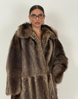 Pelliccia in marmotta N55 - cappotto lungo con collo sciallato - top quality