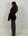 Pelliccia in visone Demi buff N05 - taglio orizzontale con cappuccio - modello accappatoio cioccolato- taglio lungo - top quality